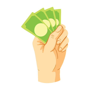 Hand Holding Cash Bills Clipart