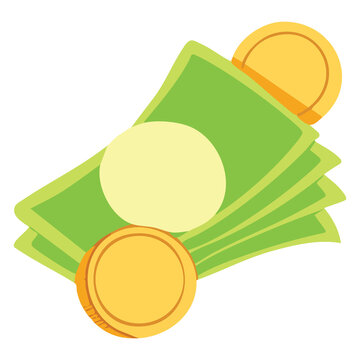Cash Stack With Gold Coins