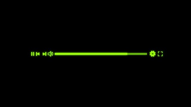 Media player template scroll bar button with audio reactor, Music timeline or video track player, Timeline bar moving as song media playing Animation. music player