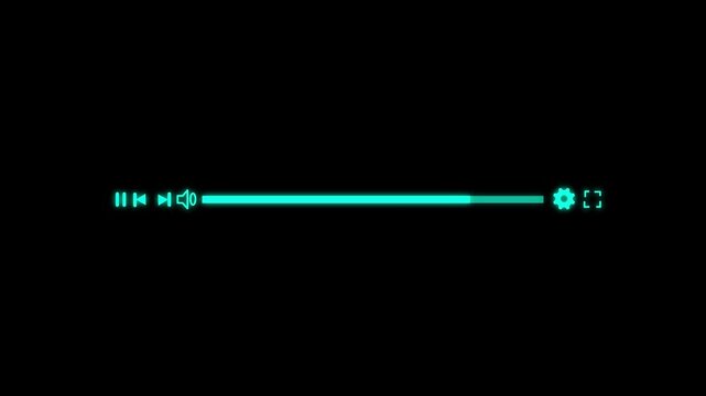 Media player template scroll bar button with audio reactor, Music timeline or video track player, Timeline bar moving as song media playing Animation. music player