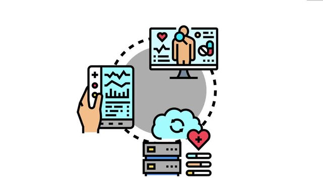 Digital health technology the interconnection of medical data, patient records, and diagnostics across various devices and cloud storage for comprehensive health management