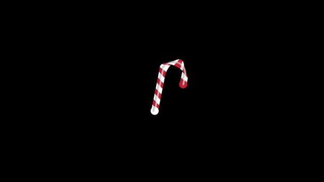 Christmas candy canes motion graphics on black background
