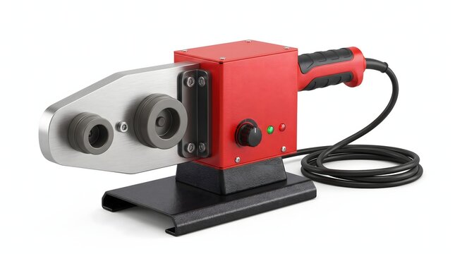 Professional red socket fusion welding machine for plastic pipes.