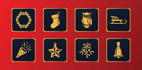 Golden snowflakes hanging on a brown background with holiday greetings © Muhammad