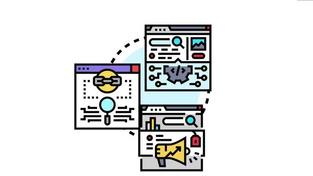 Digital marketing professionals implementing comprehensive seo strategies. Analyzing website performance. Building backlinks