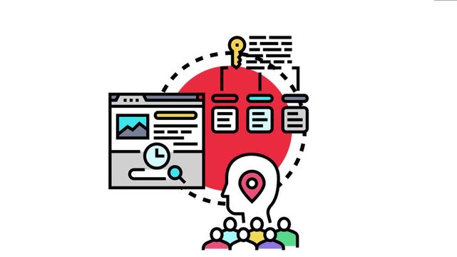 Search engine optimization concept showing a web browser with search tools, a brain with a location marker, and multiple user profiles, all connecting to local information and data