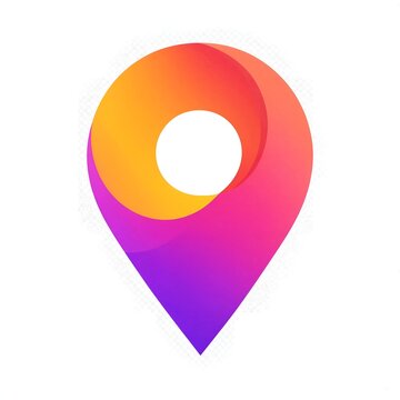 Abstract gradient location pin icon with swirling colorful design