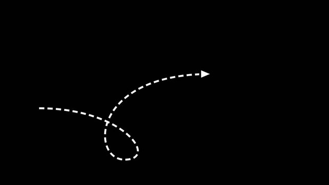 Animated Loop de Loop Arrow White Dashed Video Overlay Element