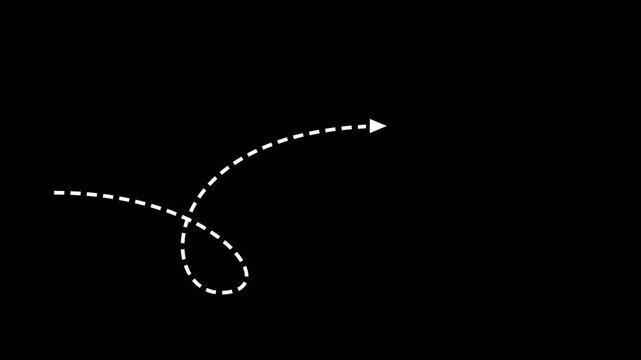 Animated White Dashed Loop de Loop Arrow Motion Graphic Overlay