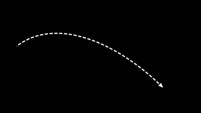 Animated White Dashed Parabolic Arch Arrow Motion Graphic Overlay