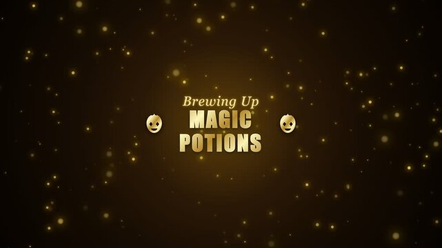 Golden Brewing Up Magic Potions Halloween Typography 4K