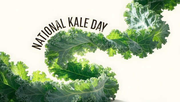 National kale day celebration concept with spiraling green leafy vegetable foliage against white background kale leaf green vegetables leafy greens