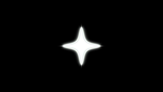 Star twinkling, white star blinking animation, white cartoon, single star glitter, sparkle, twinkle animation on transparent.4K Twinkle Sparkling stars Shine animation on black screen