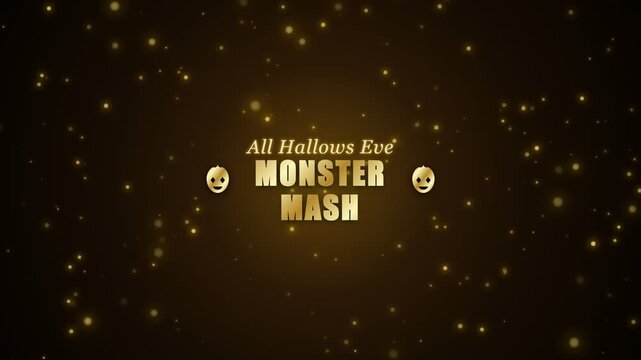 Golden Monster Mash All Hallows Eve Halloween Typography 4K