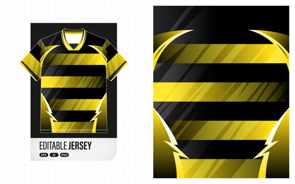 Black and Yellow Soccer Jersey with Striped Pattern