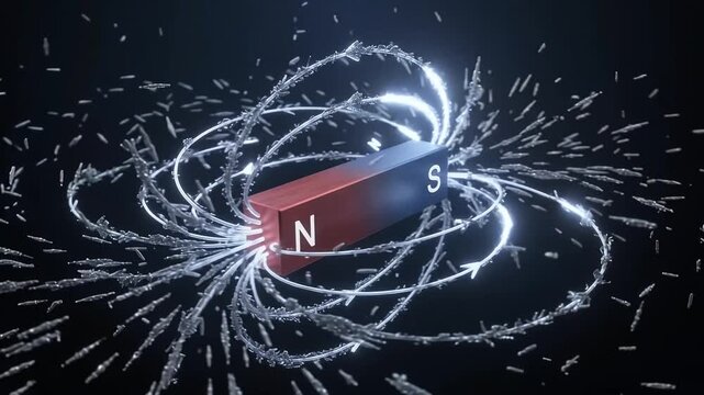 Bar Magnet Field Lines Animation Showing Electromagnetism