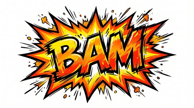 Comic book style explosion graphic with the word BAM written in bold letters.