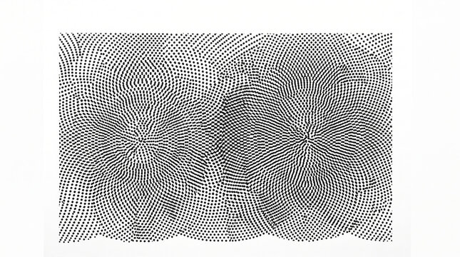 Abstract monochrome moire pattern texture with overlapping circular geometric line engraving creating optical wave interference illusion background