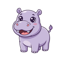 Obraz premium Cute cartoon baby hippopotamus character isolated on white background