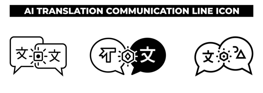 AI Translation Communication Line Icon
