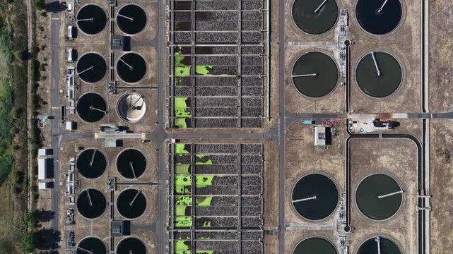 Aerial View of Beddington Sewage Treatment Works in Croydon, London