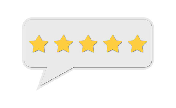 Five Star Customer Rating Speech Bubble Isolated on Transparent Background