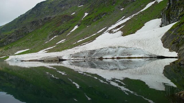 Remote Balea Lake Beneath Snowy Fagaras Slopes