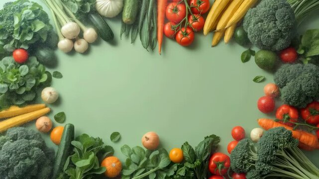 Fresh Vegetable Border with Green Copy Space for Healthy Food Design