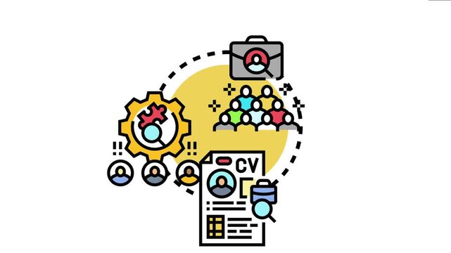 Human resources concept with a cv, gear mechanism, and group of employees efficient talent acquisition and strategic management for cost reduction
