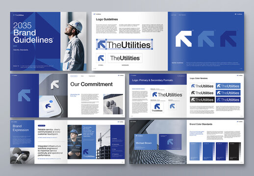 Brand Guidelines Brochure Template, Corporate Identity Manual, Logo Standards & Style Guide for Industrial, Engineering, Construction & Energy Branding