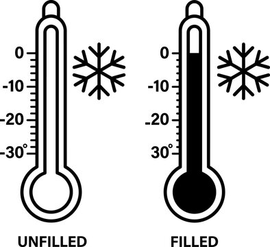 Thermometer icons showing empty and filled states for cold temperature