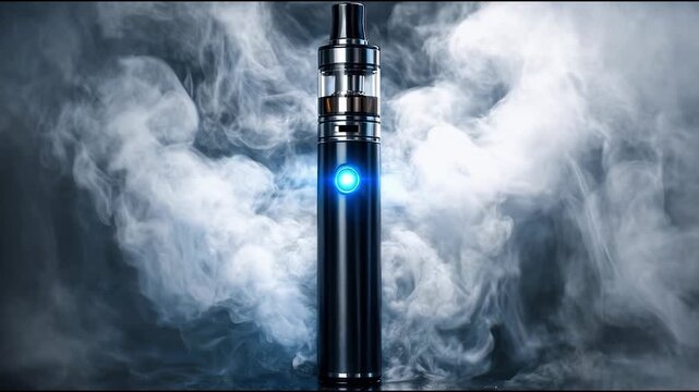 A close-up of a device with smoke in the background