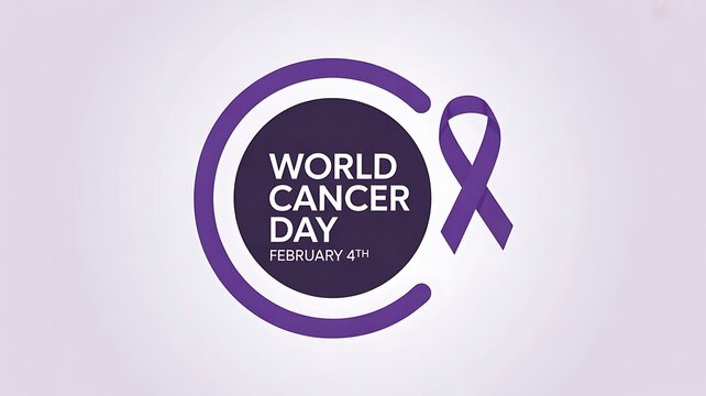 World cancer day February 4 awareness design with purple ribbon