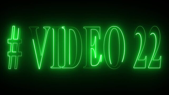 VIDEO - 22 text font with neon light . Video Neon Text advertisement promo animation video with dark background . Glowing neon text animation.
