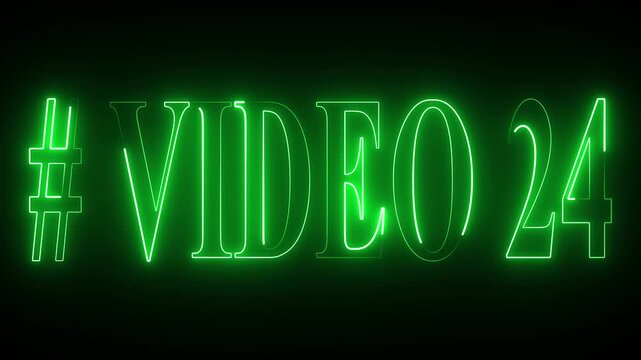 VIDEO - 24 text font with neon light . Video Neon Text advertisement promo animation video with dark background . Glowing neon text animation.