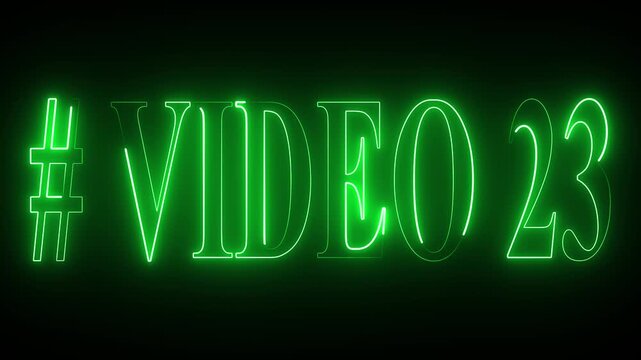 VIDEO - 23 text font with neon light . Video Neon Text advertisement promo animation video with dark background . Glowing neon text animation.