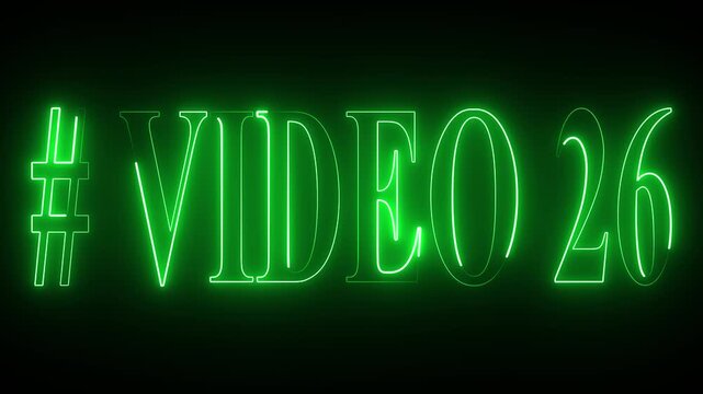 VIDEO - 26 text font with neon light . Video Neon Text advertisement promo animation video with dark background . Glowing neon text animation.