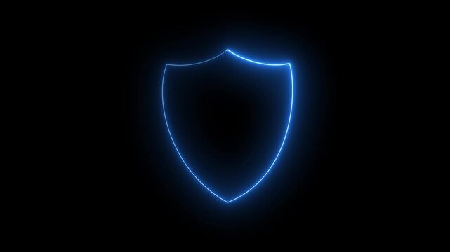 Bright neon security neon frame with tones on isolated Shield neon icon Neon shield icon glowing animation security,
