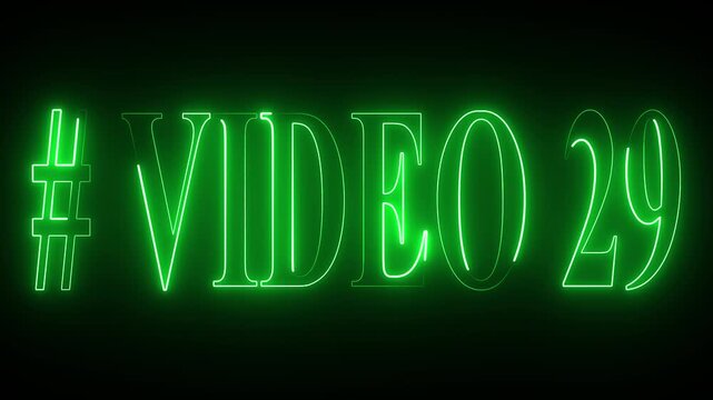 VIDEO - 29 text font with neon light . Video Neon Text advertisement promo animation video with dark background . Glowing neon text animation.