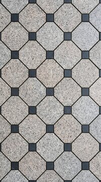 Granite Octagon and Slate Square Tile Pattern &ndash; Vertical Modern Architectural Flooring Texture