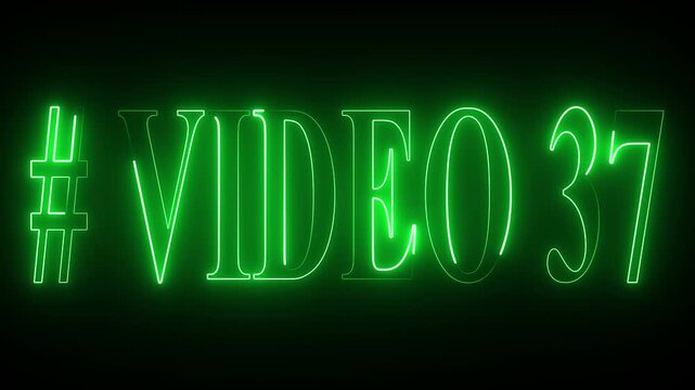 VIDEO - 37 text font with neon light . Video Neon Text advertisement promo animation video with dark background . Glowing neon text animation.