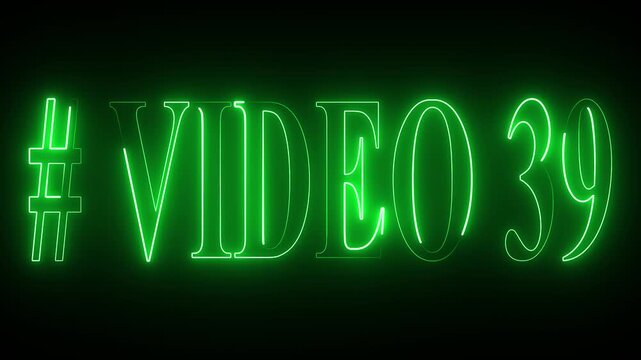 VIDEO - 39 text font with neon light . Video Neon Text advertisement promo animation video with dark background . Glowing neon text animation.