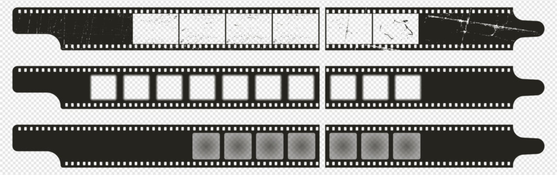 Vintage cinema strips with authentic frame details. Beginnings and ends of retro film reels with frame accents. Vector editorial layouts and poster art, title sequences and multimedia compositions