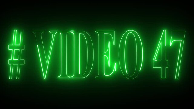 VIDEO - 47 text font with neon light . Video Neon Text advertisement promo animation video with dark background . Glowing neon text animation.