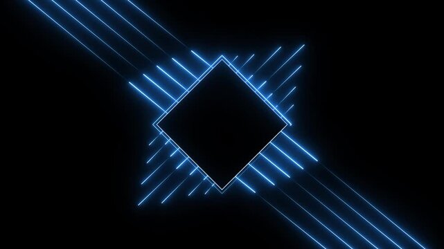 Diamond shape animation displays geometric vector lines on dark. Minimalist tech telemetry tracks across the diamond shape animation. Modern screen overlays shape the diamond.