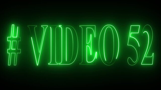VIDEO - 52 text font with neon light . Video Neon Text advertisement promo animation video with dark background . Glowing neon text animation.