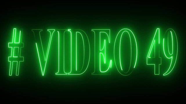 VIDEO - 49 text font with neon light . Video Neon Text advertisement promo animation video with dark background . Glowing neon text animation.
