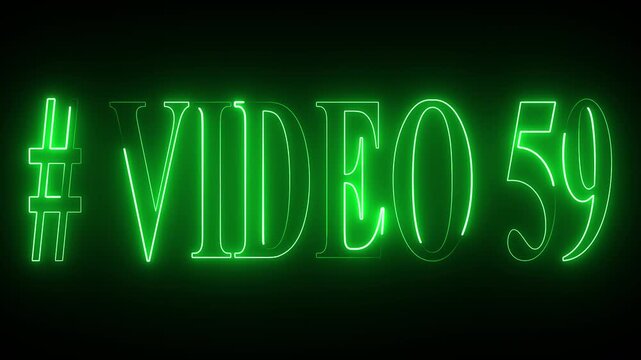 VIDEO - 59 text font with neon light . Video Neon Text advertisement promo animation video with dark background . Glowing neon text animation.