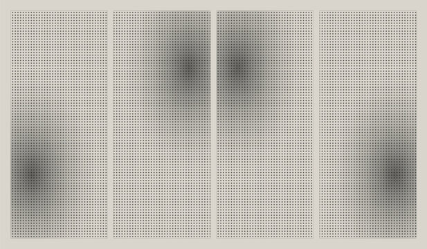 Minimalist gradient triptych poster set, abstract grey blur backdrop vector template, modern art print design