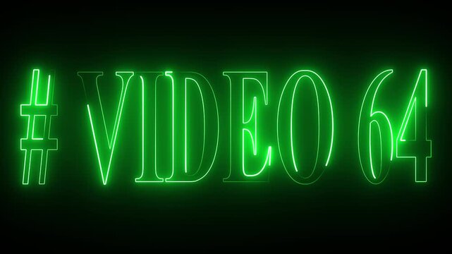 VIDEO - 64 text font with neon light . Video Neon Text advertisement promo animation video with dark background . Glowing neon text animation.